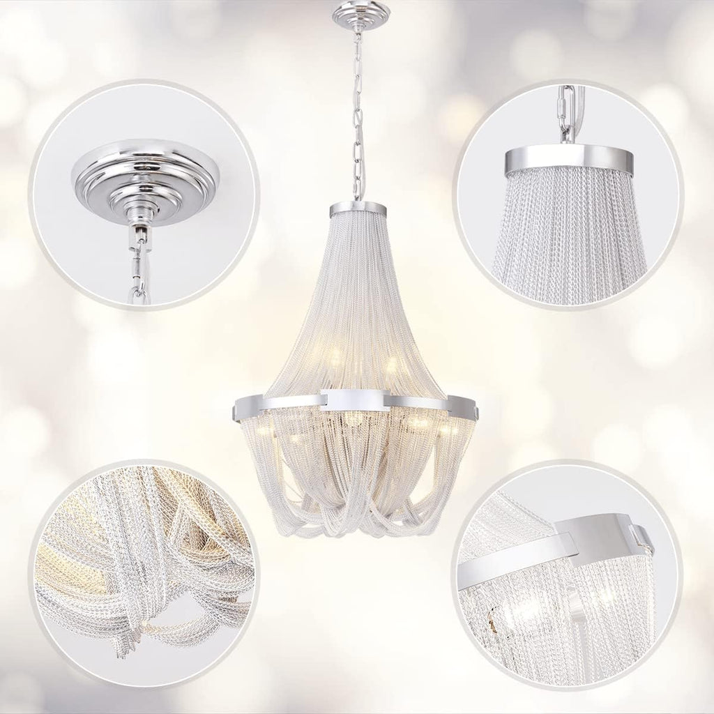 Silver 8-Light Aluminum Chandelier X494122