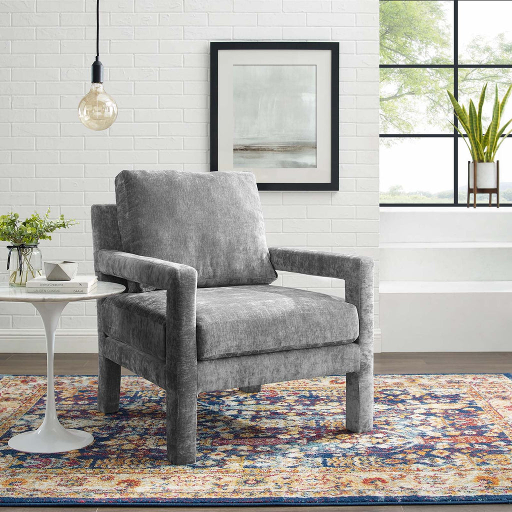 Gray Crushed Velvet Armchair K5765