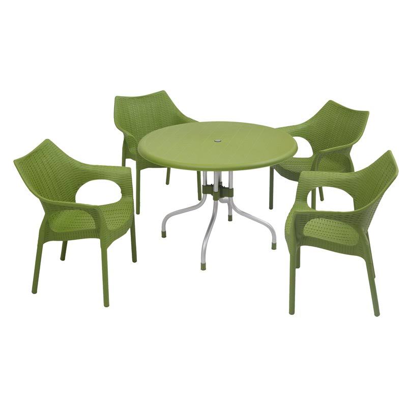 Green Patio Table with Four Chairs B987