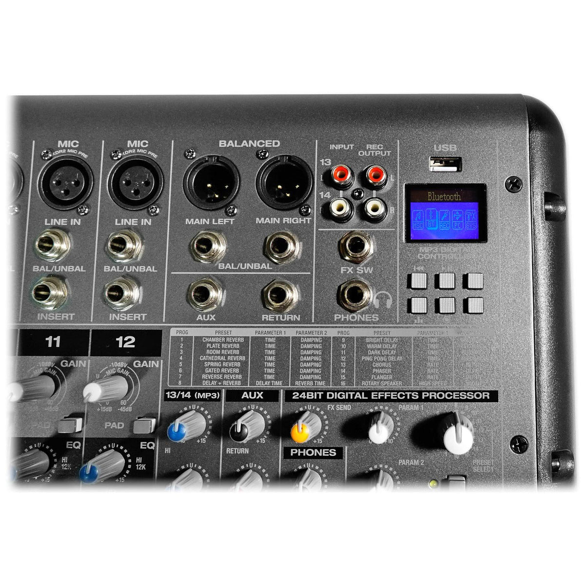 14-Channel 6000W Powered Mixer with USB and Effects I3777