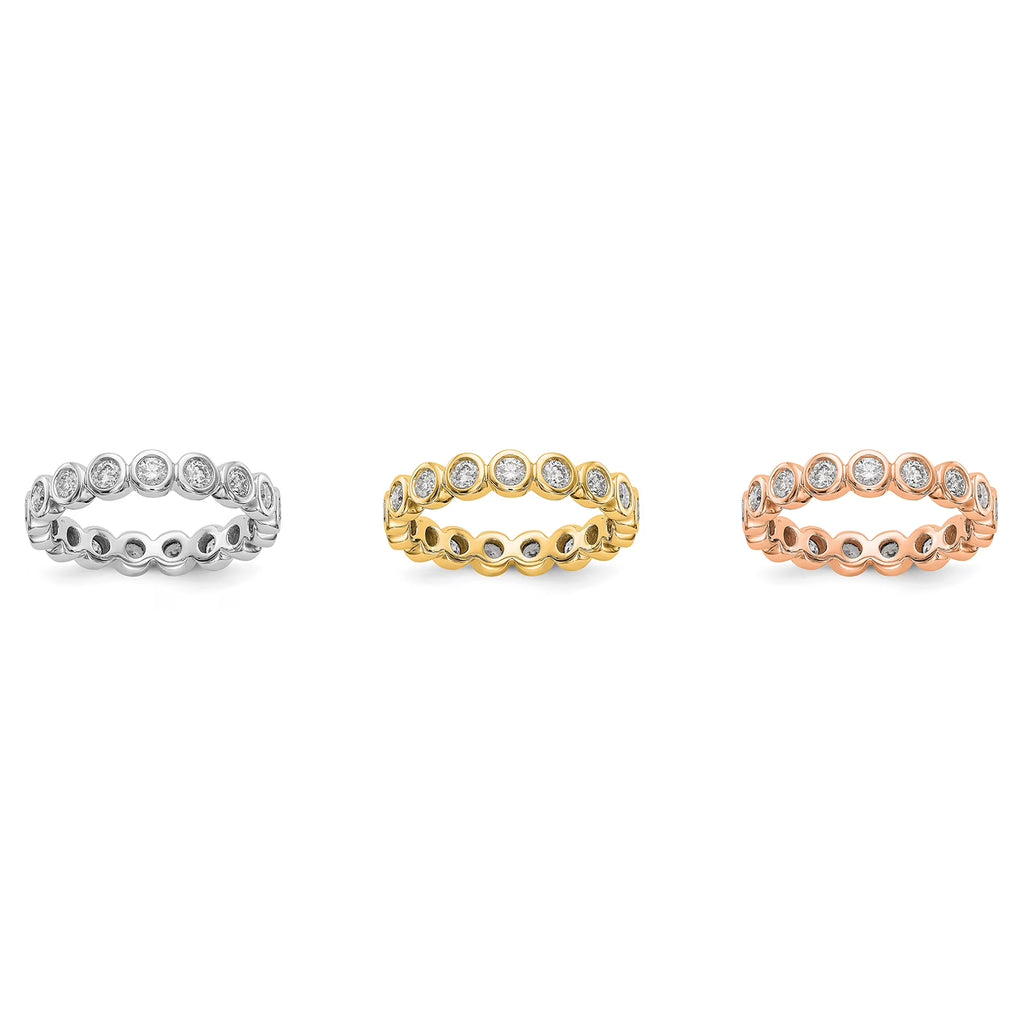 14k White Gold Bezel Set Diamond Eternity Wedding Band Ring Size 7.5 M74740