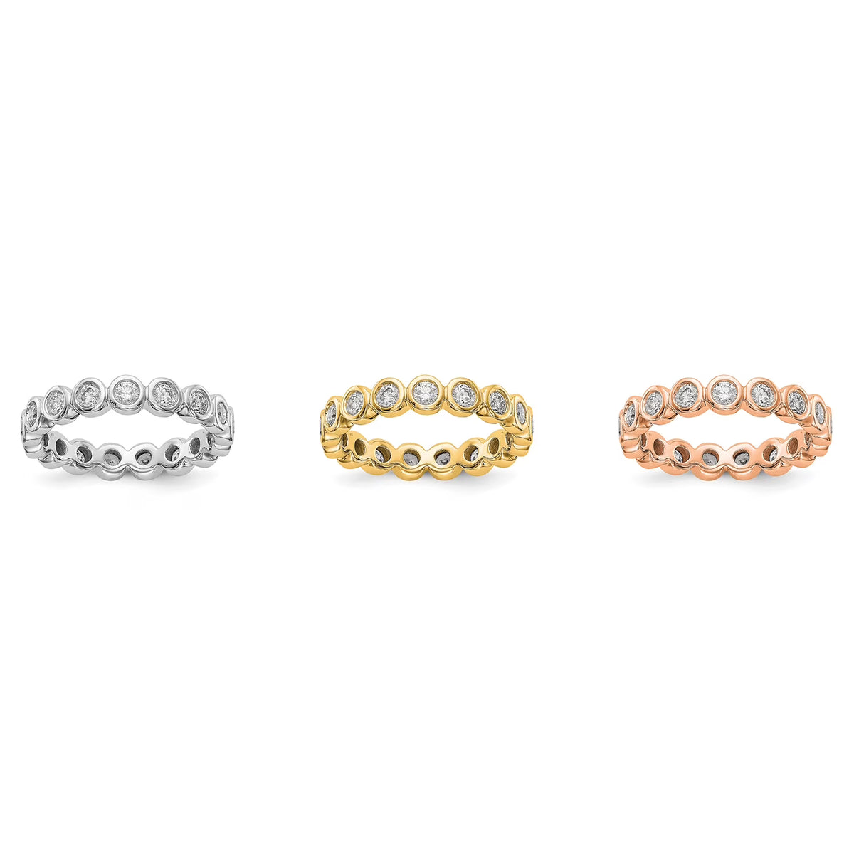 14k White Gold Bezel Set Diamond Eternity Wedding Band Ring Size 7.5 M74740