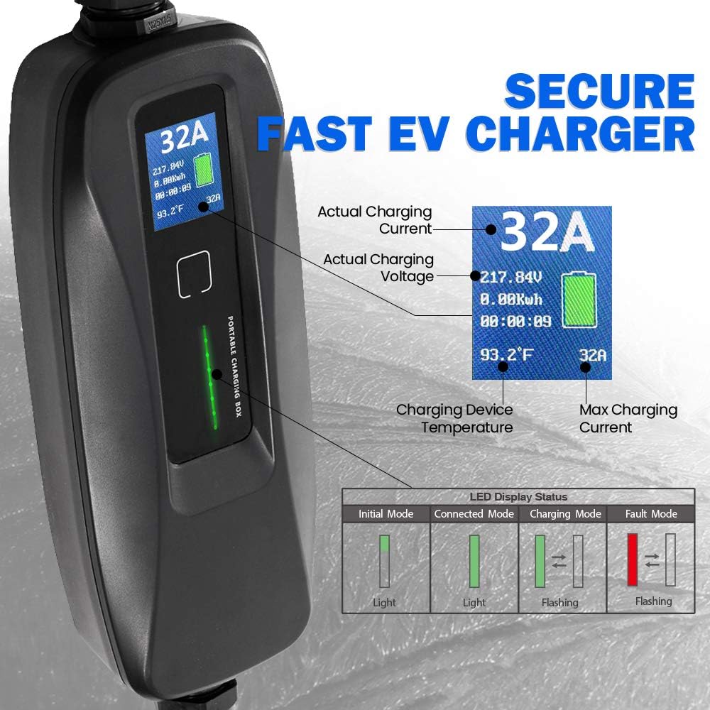 EV Charger Level 2 Portable 25ft Charging Cable U88315