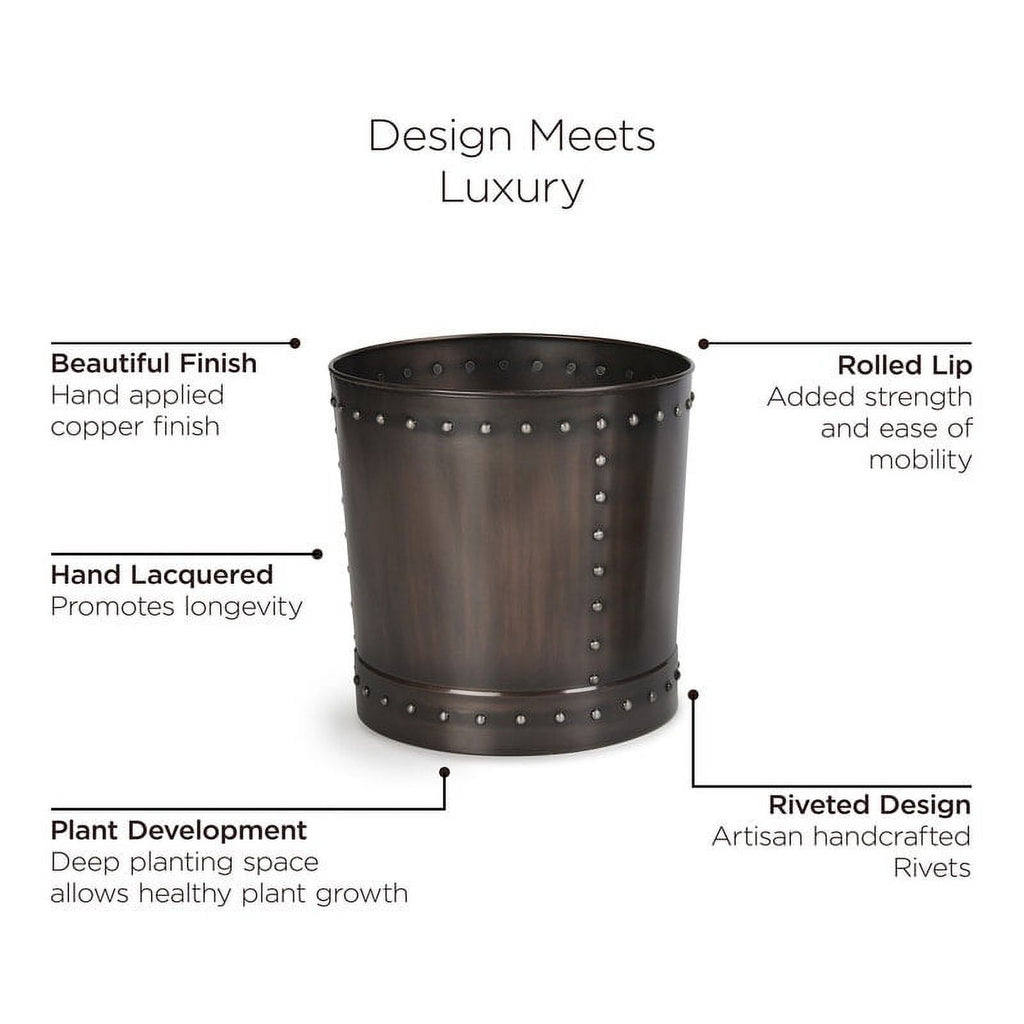 Large Riveted Bronze Planter Set of 2 L113