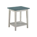 Antique White and Antique Light Green 1-Shelf Side Table R593