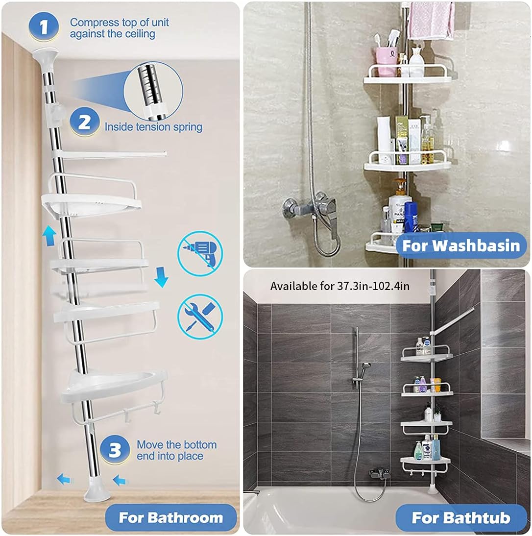 Shower Caddy 4 Tier Adjustable Shelves Rustproof H955092