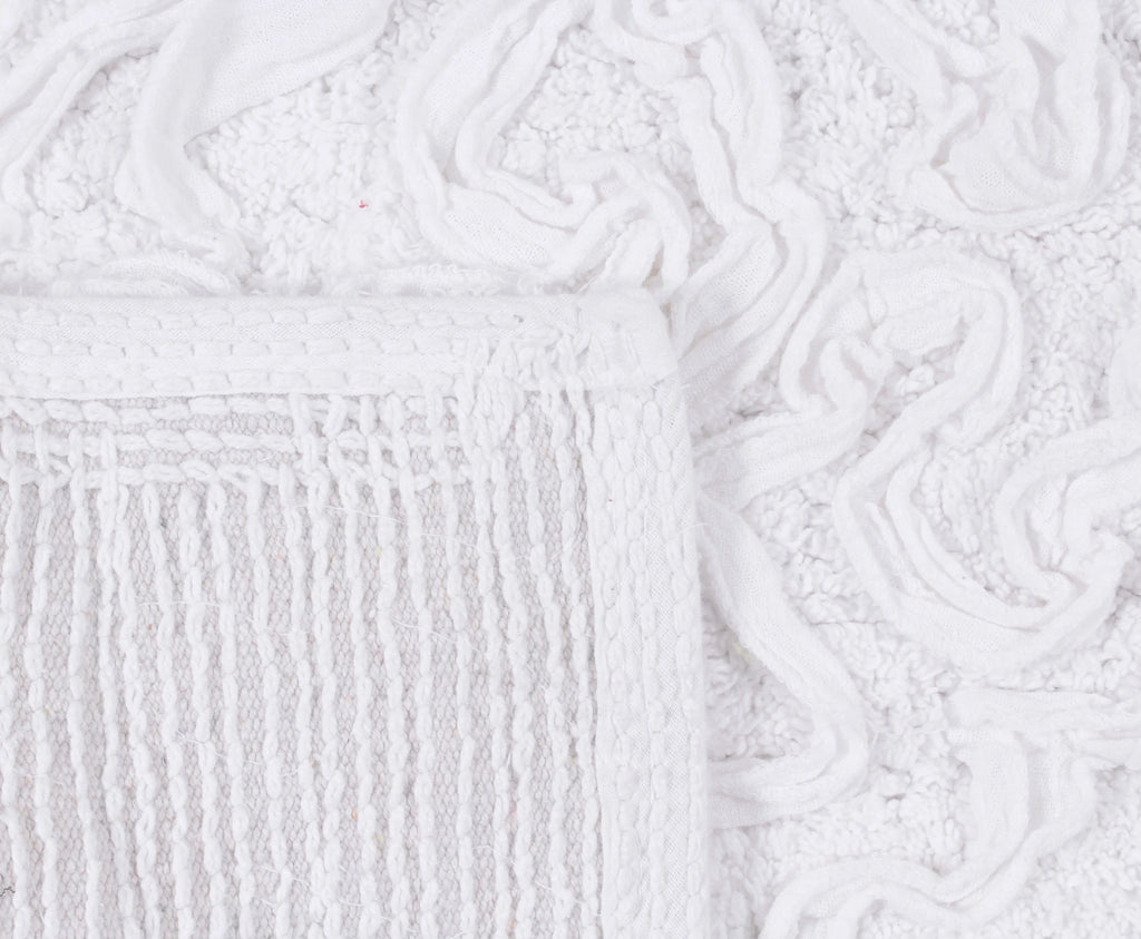 White 4 Piece Cotton Bath Rug Set F614063