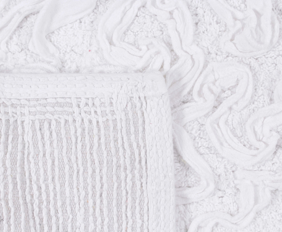 White 4 Piece Cotton Bath Rug Set F614063