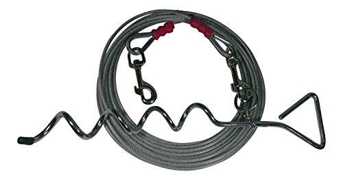 200 ft Dog Tie Out with Ground Stake Corkscrew Leash N24303