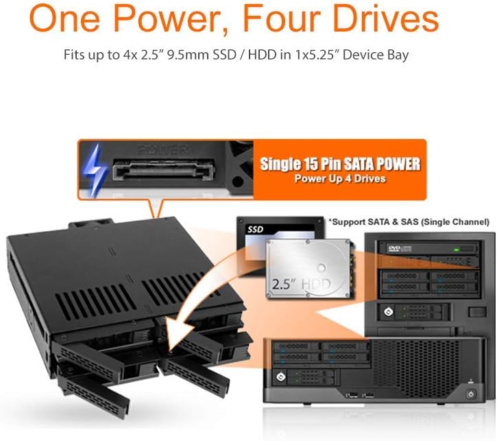 6 x 2.5" SATA HDD SSD Hot Swap Cage for External 5.25" Bay Y29675