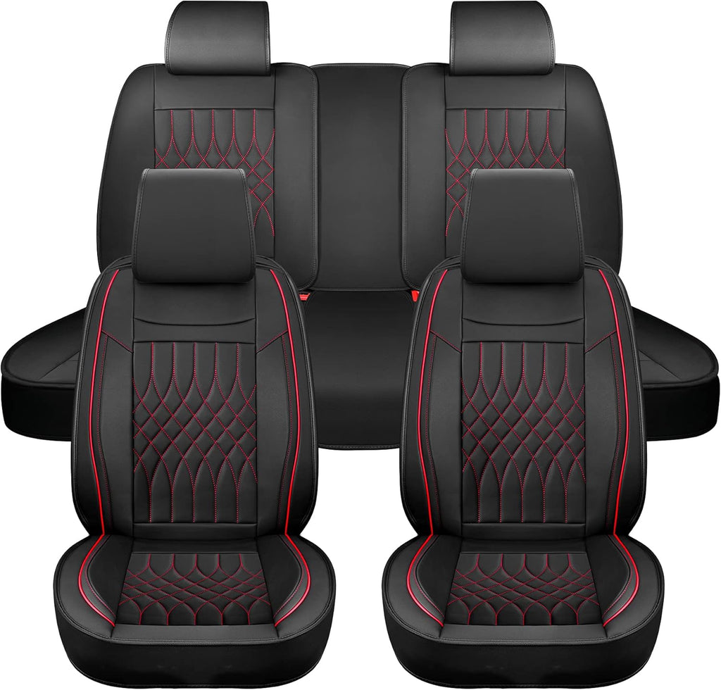 Gray Leatherette Car Seat Covers Full Set 5 Pcs Waterproof U9705