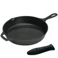 13.25 inch Cast Iron Skillet with Black Silicone Handle Holder G5343
