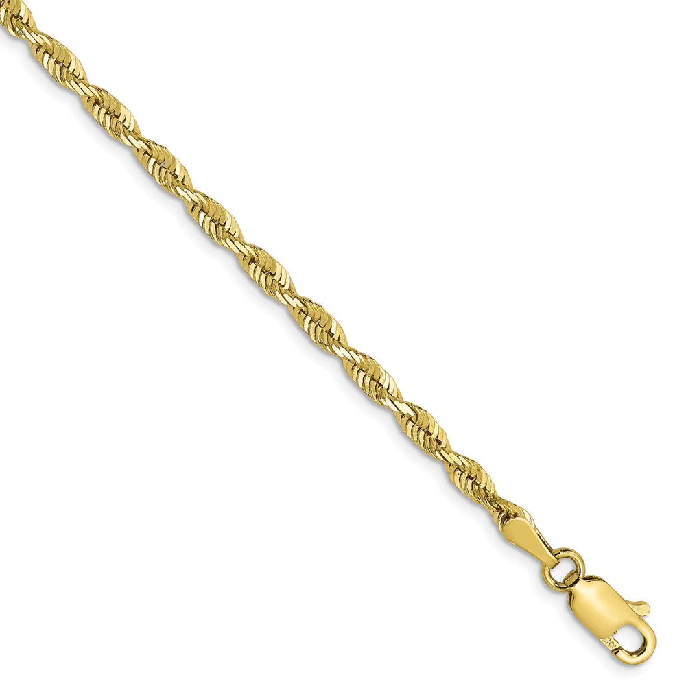 10kt Yellow Gold Diamond-Cut Lightweight Rope Chain Bracelet X7364