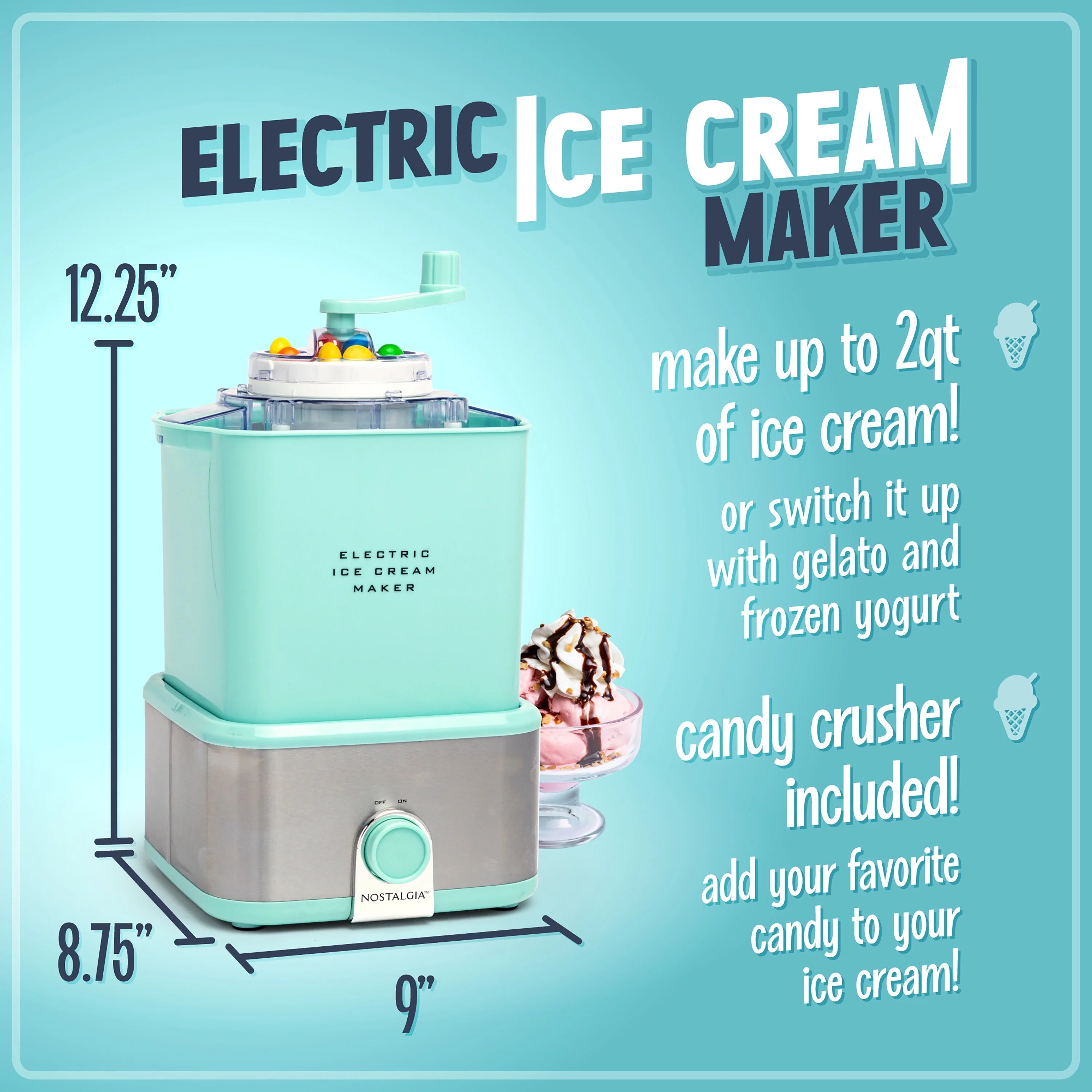 Electric Ice Cream Maker with Candy Crusher V15863