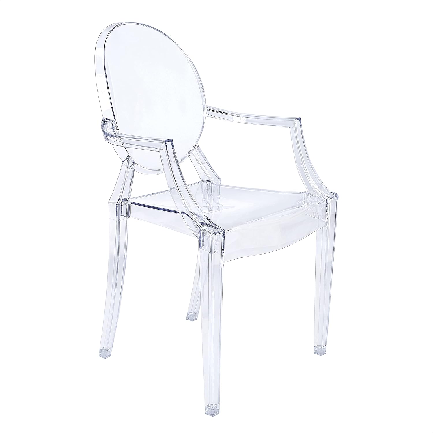 Clear Plastic Side Chair with Natural Wood Legs, Set of 2 M98387