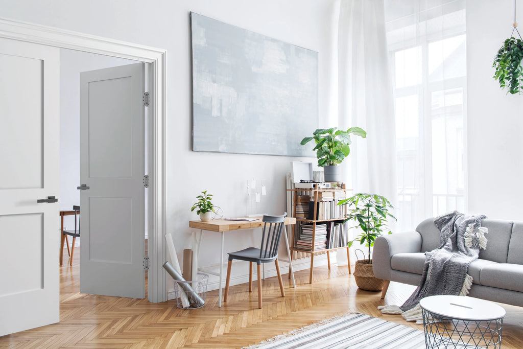White Primed Double Prehung French Door with Black Hinges Y839713
