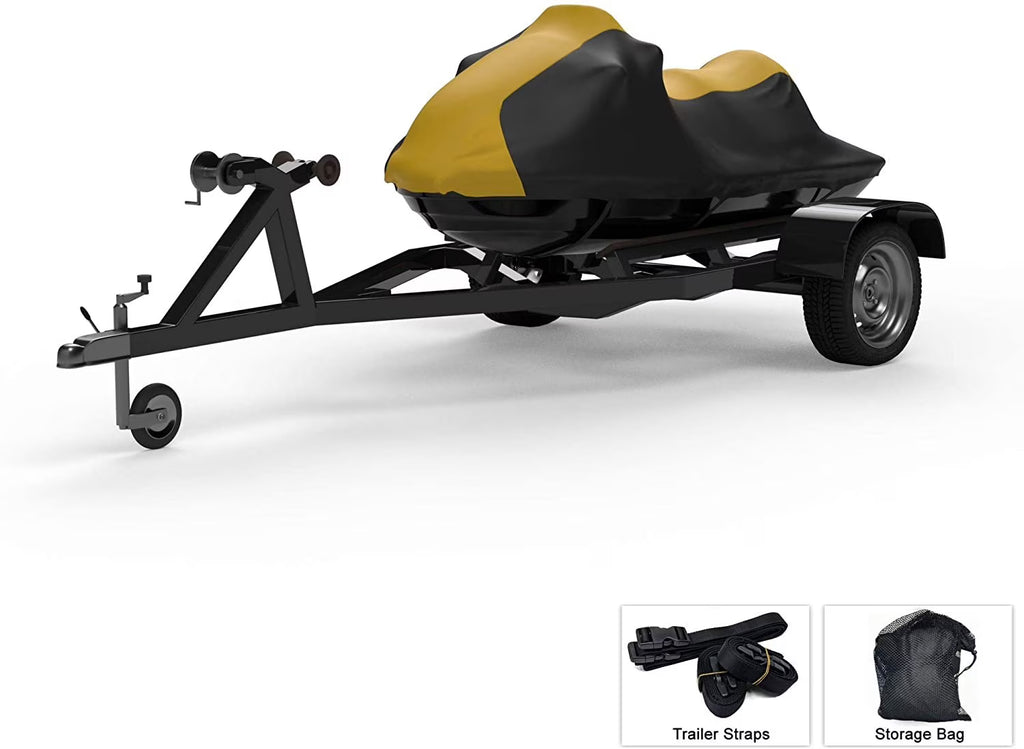 Yellow/Black Trailerable Jet Ski Cover with Trailer Straps and Storage Bag J8074