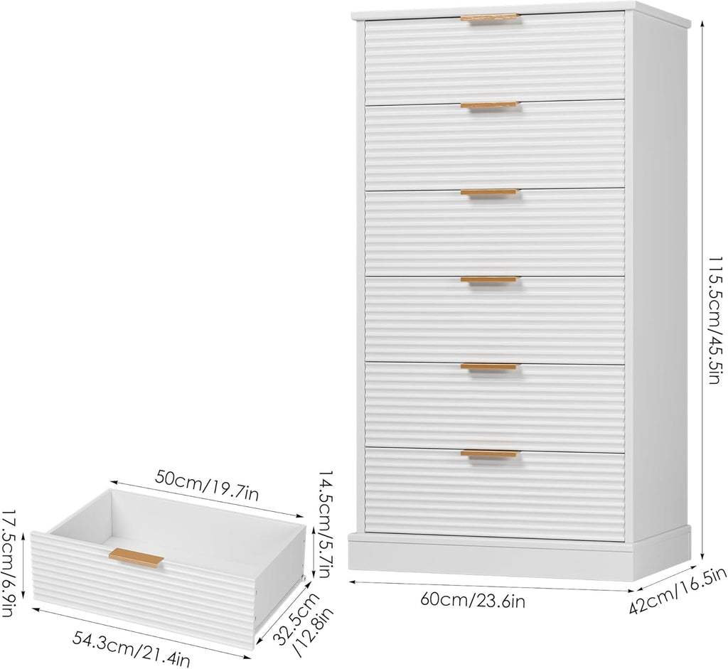 6 Drawer White Dresser C514179