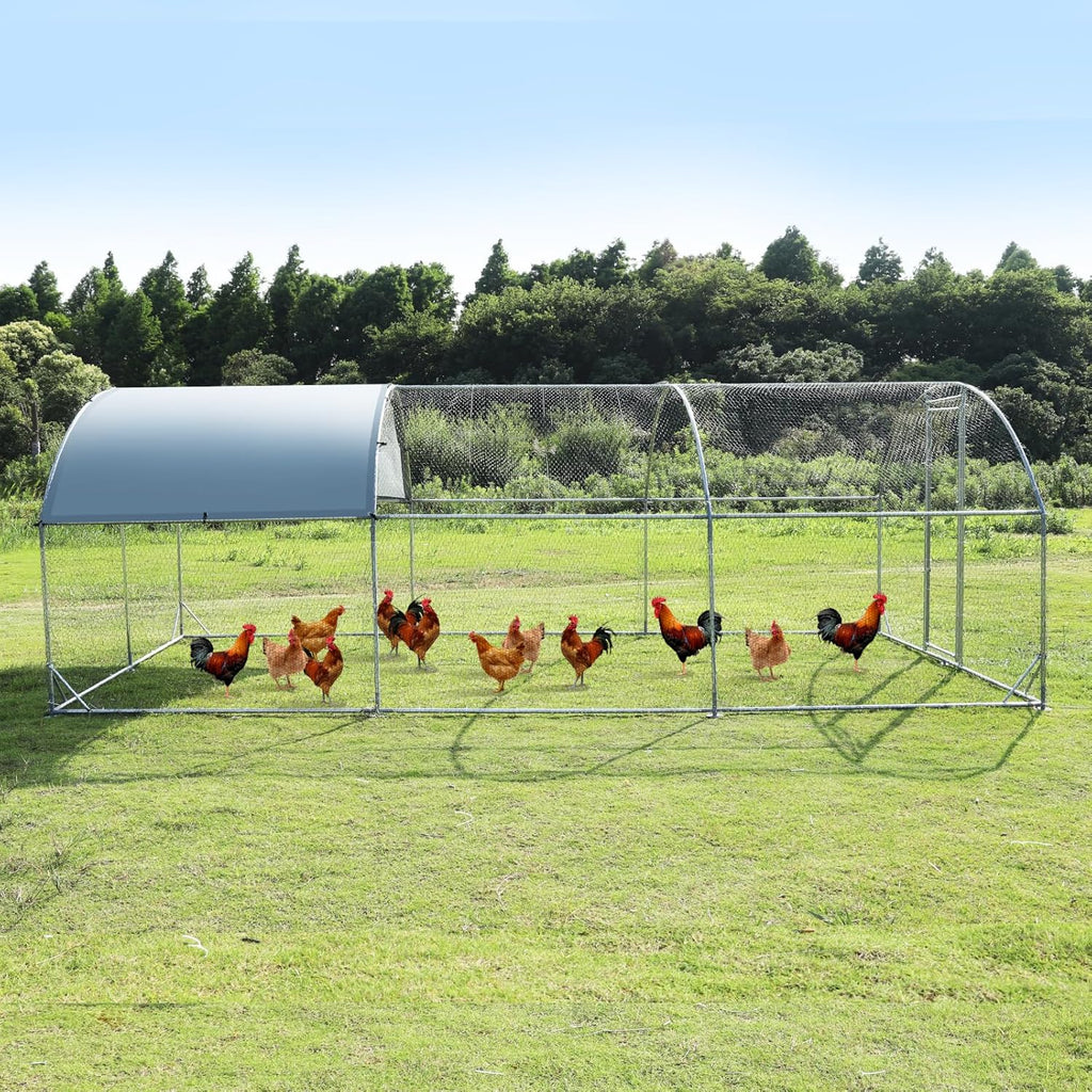 Large Metal Chicken Coop Walk-in Poultry Cage with Waterproof and Anti-Ultraviolet Cover (9.2'W x 12.5'L x 6.5'H) X267500