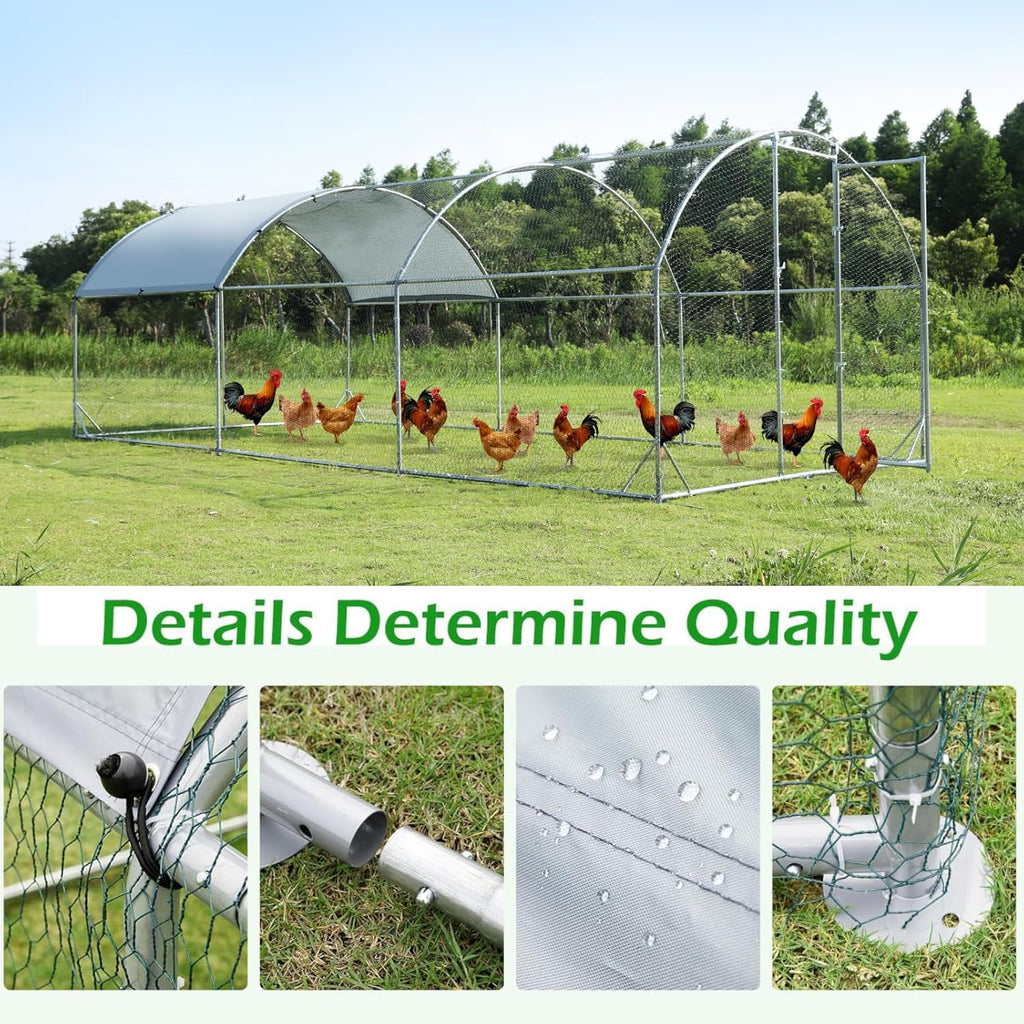 Large Metal Chicken Coop Walk-in Poultry Cage with Waterproof and Anti-Ultraviolet Cover (9.2'W x 12.5'L x 6.5'H) X267500
