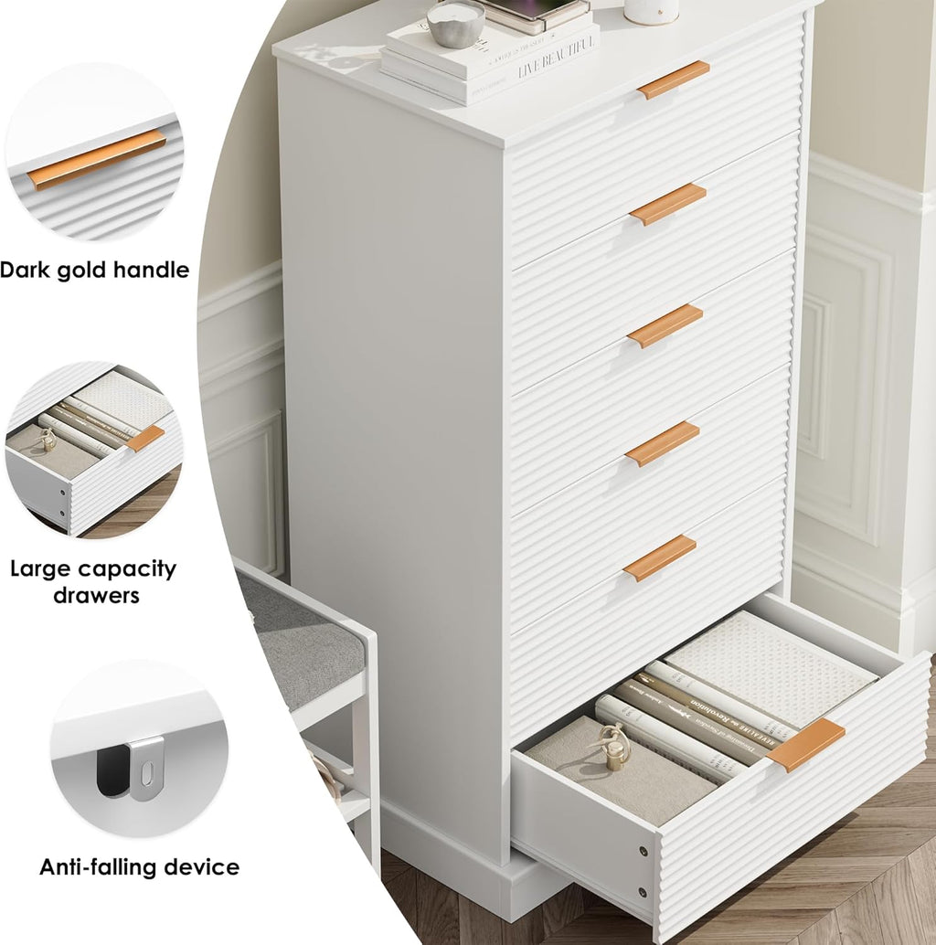 6 Drawer White Dresser C514179