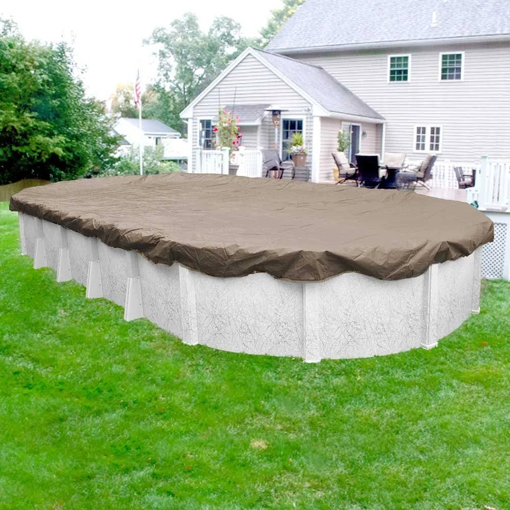 Beige Oval Pool Winter Cover, 16 x 32 ft I522568
