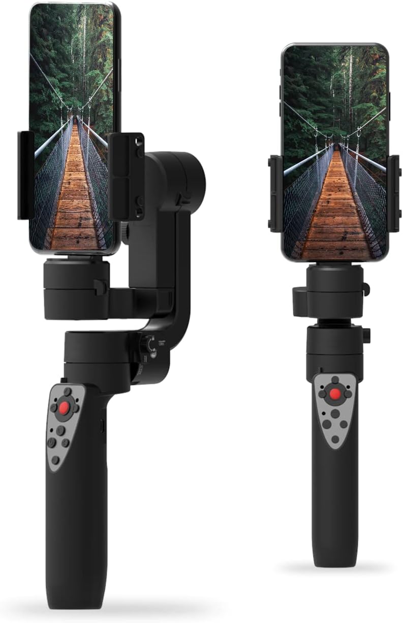 3-Axis Mini Handheld Gimbal Stabilizer for iOS and Android, Foldable Pocket Gimbal Bundle, Pack of 2 E116