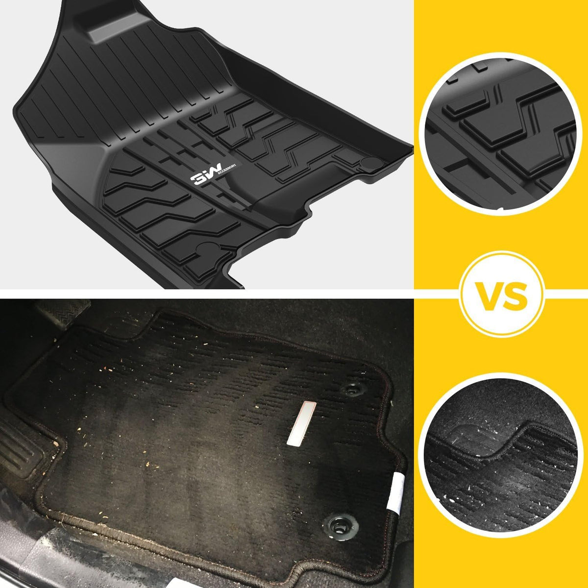 TPE All Weather Custom Fit Floor Liner for Dodge Ram, 1st & 2nd Row Full Set, Black C1020
