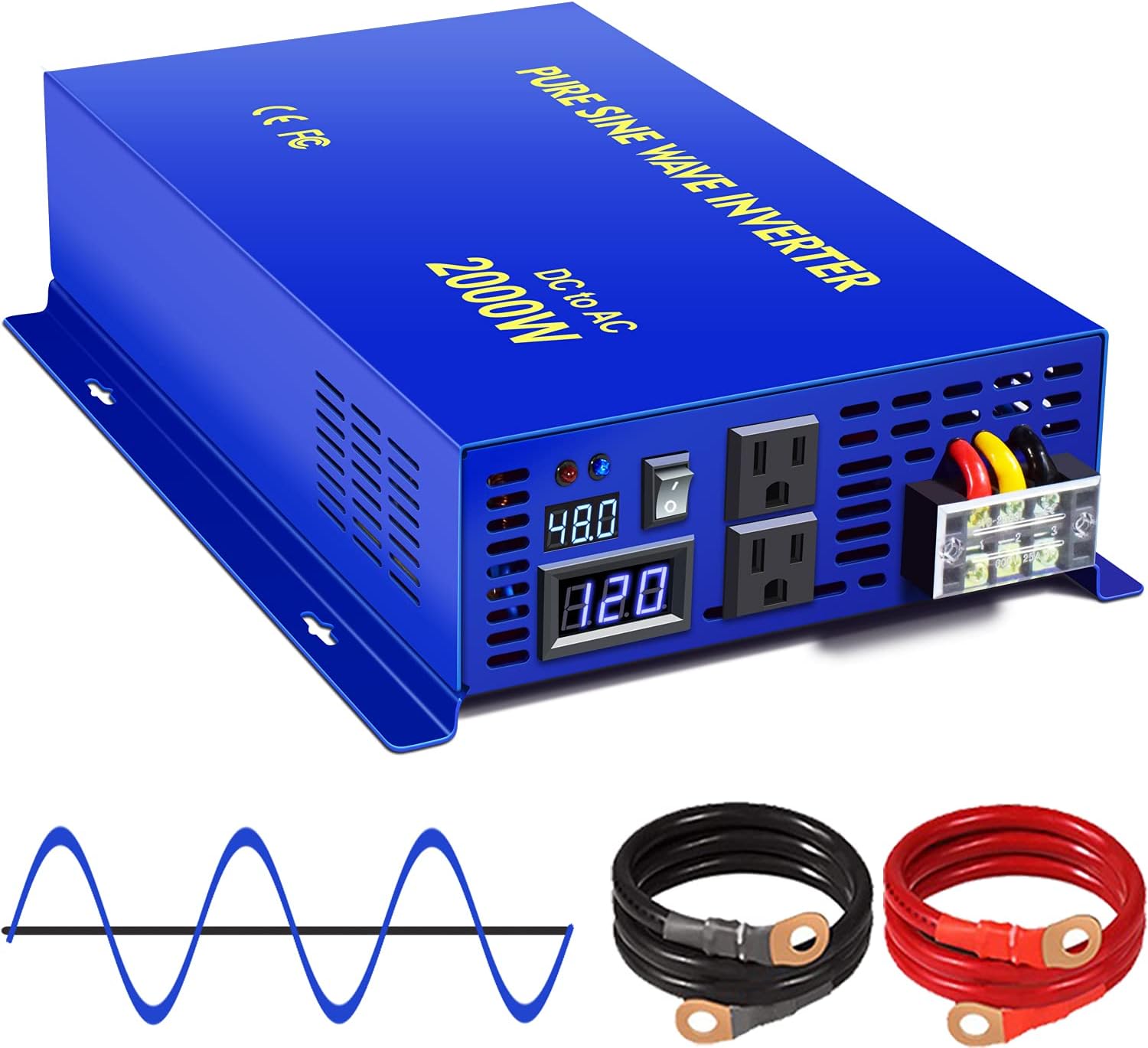 2000 Watt Pure Sine Wave Inverter 24V DC to AC 120V A8383