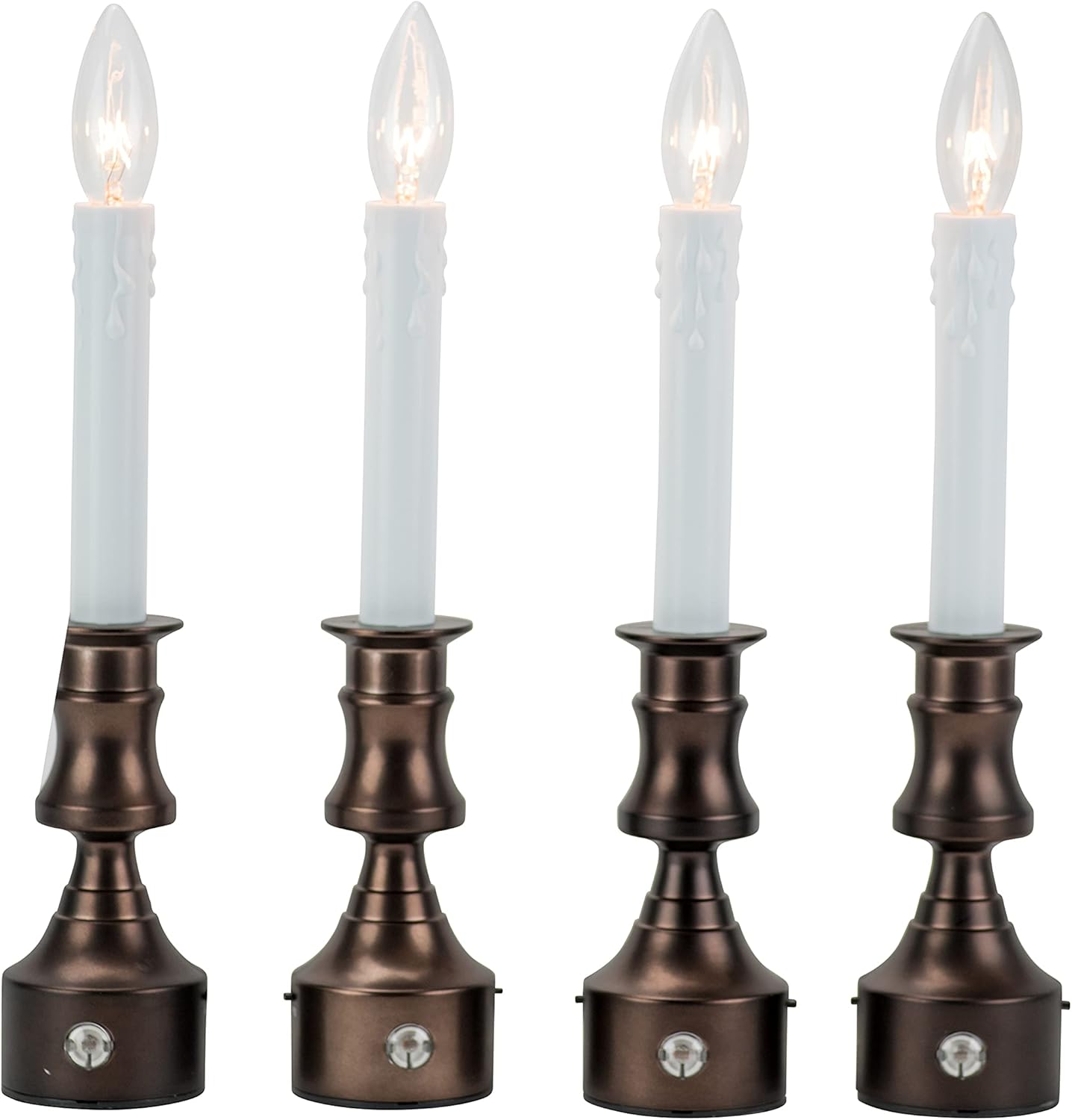Set of 4 Bronze Flameless Window Candles with Timer S98381