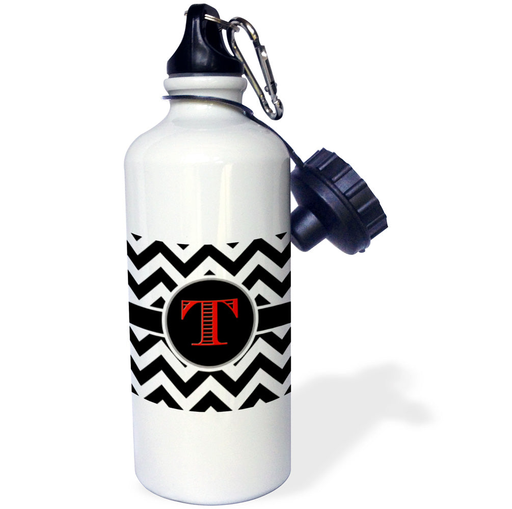 Black and White Chevron Straw Water Bottle, 21-Ounce R112