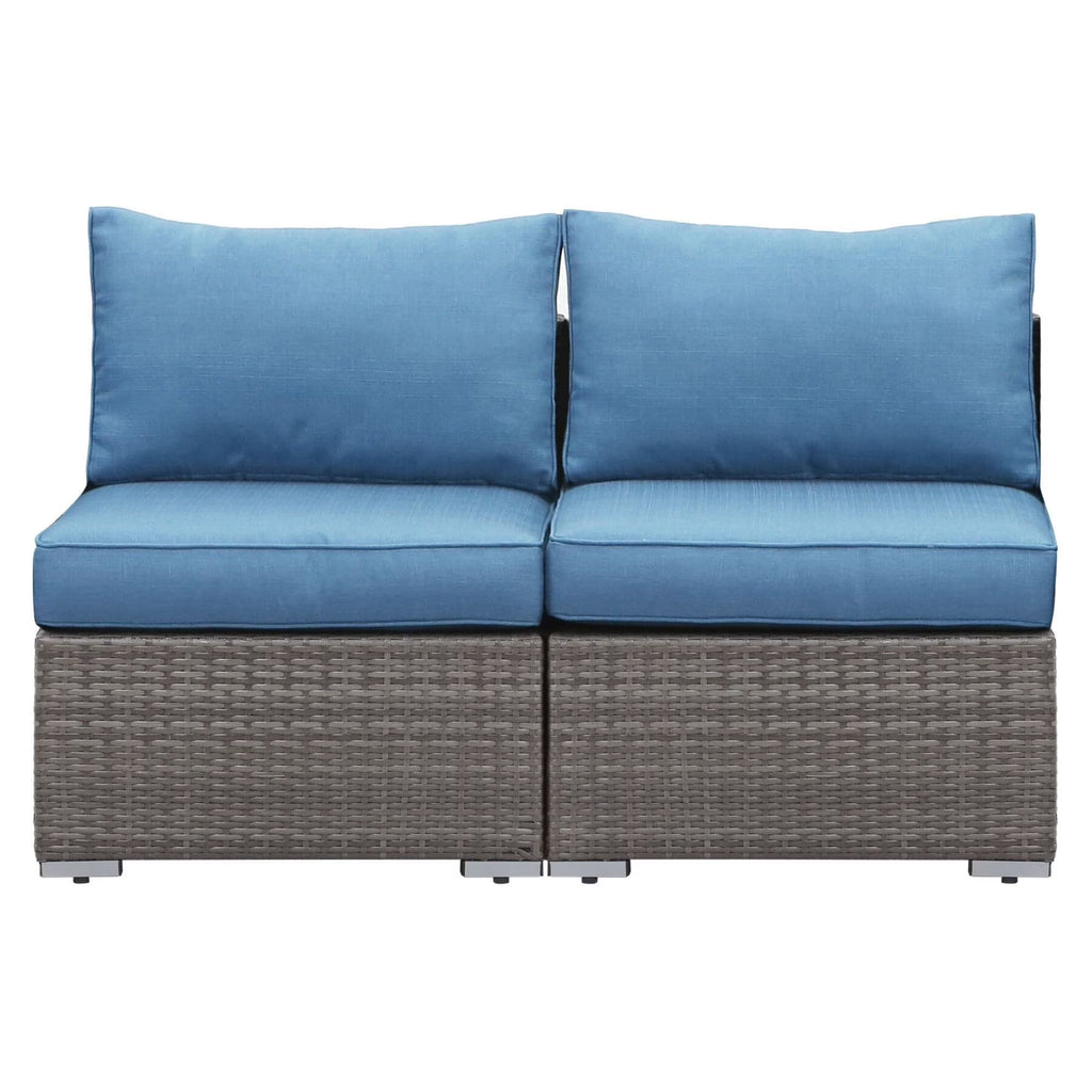 Blue PE Rattan Wicker Patio Armless Sofas K822916