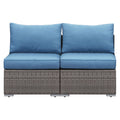Blue PE Rattan Wicker Patio Armless Sofas K822916