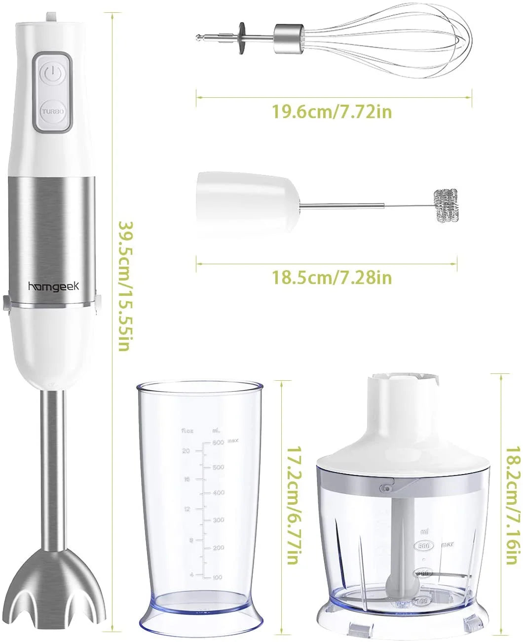 White 6 Speed Immersion Hand Blender with 600Ml Beaker V421699