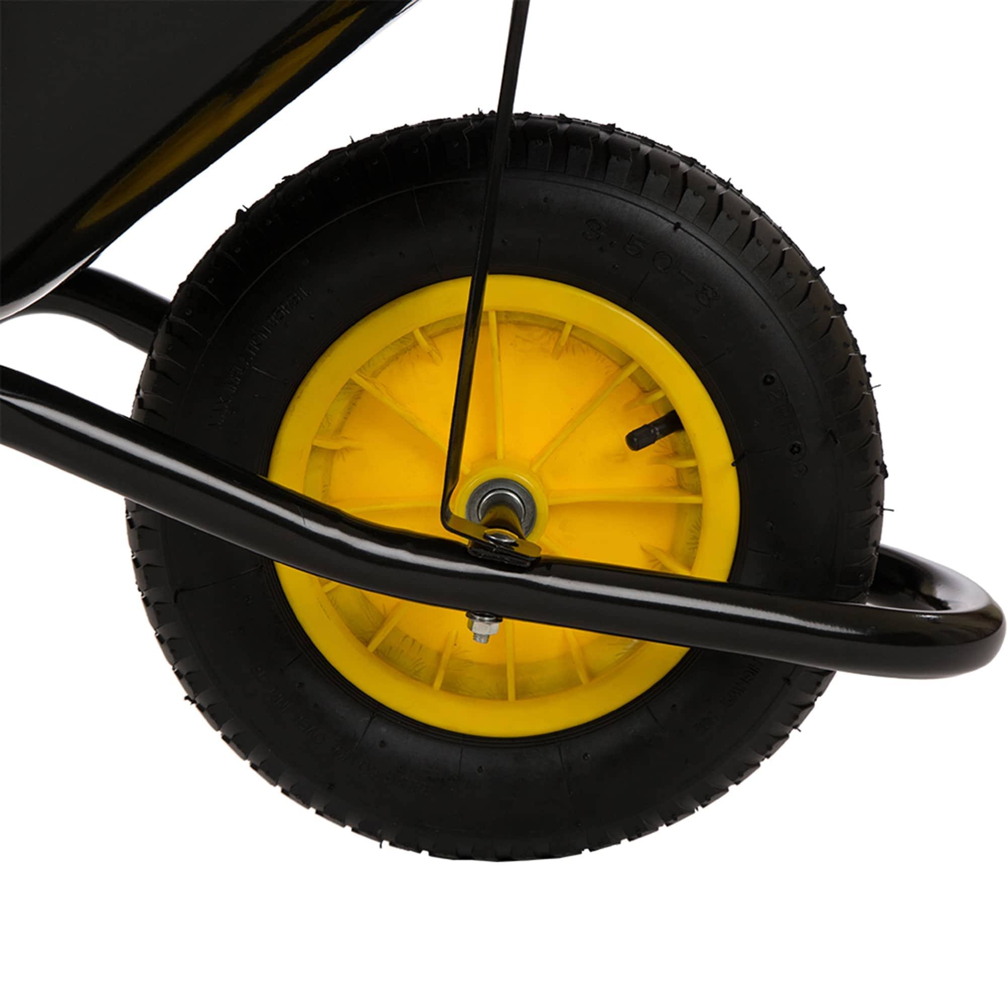 4.7 Cu. ft. Black Steel Framed Plastic Garden Wheelbarrow Utility Dump Cart B25596