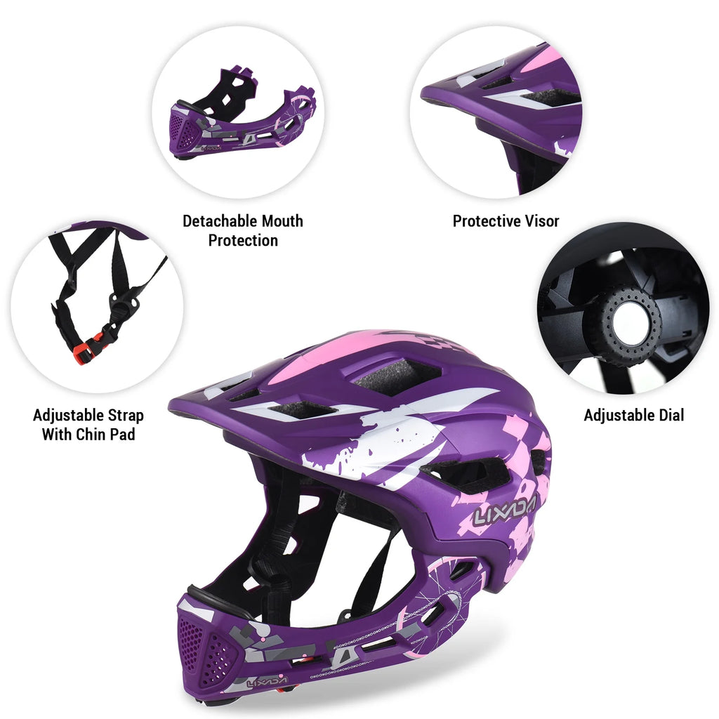 Kids Cycling Helmet Full Face with Detachable Visor Y4626