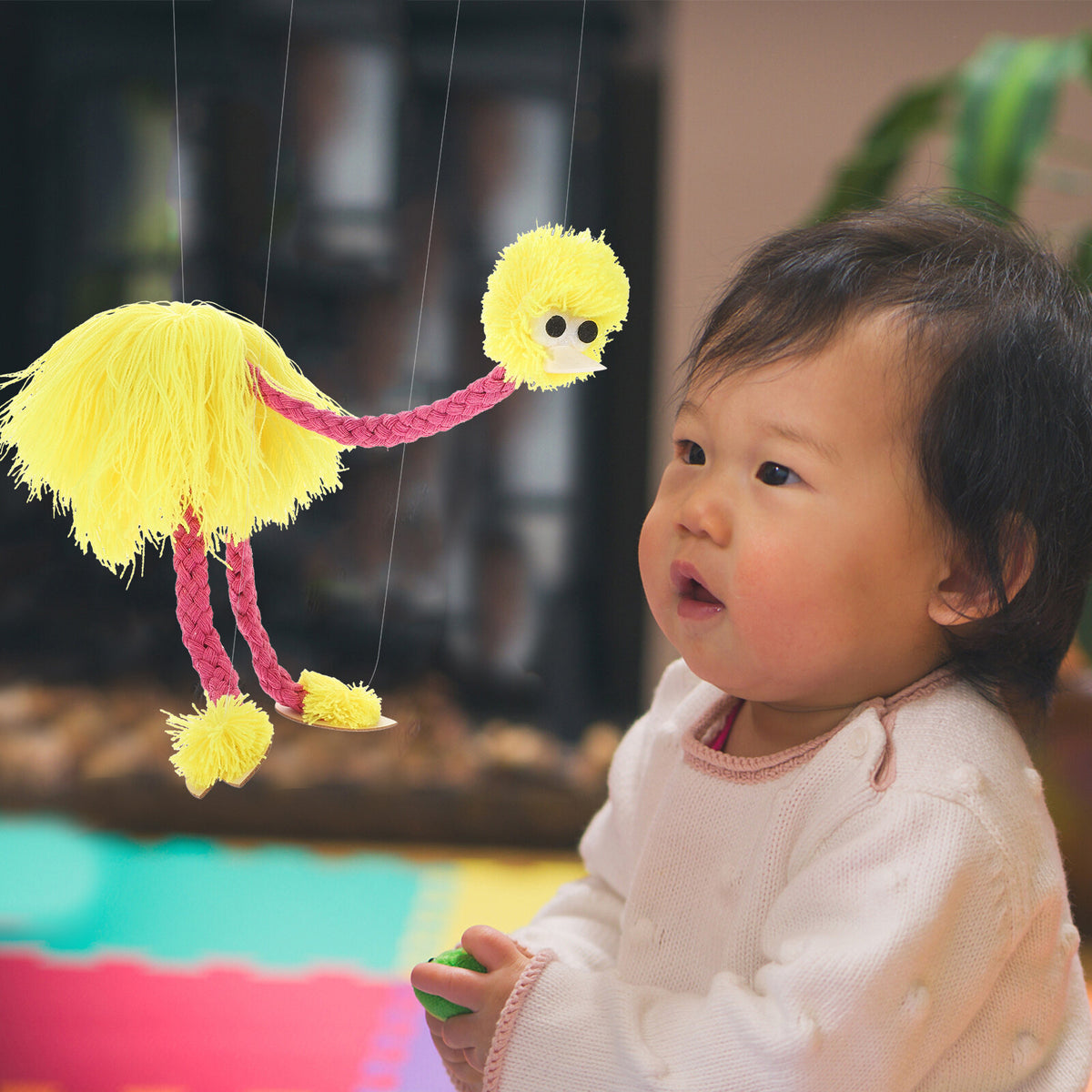 5PCS Pull String Plush Ostrich Marionette Toy (Yellow) U24562