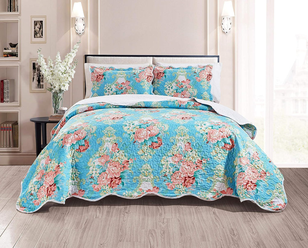 3-Piece Oversize Quilt Set Reversible Bedspread Coverlet Cal King Size U493738