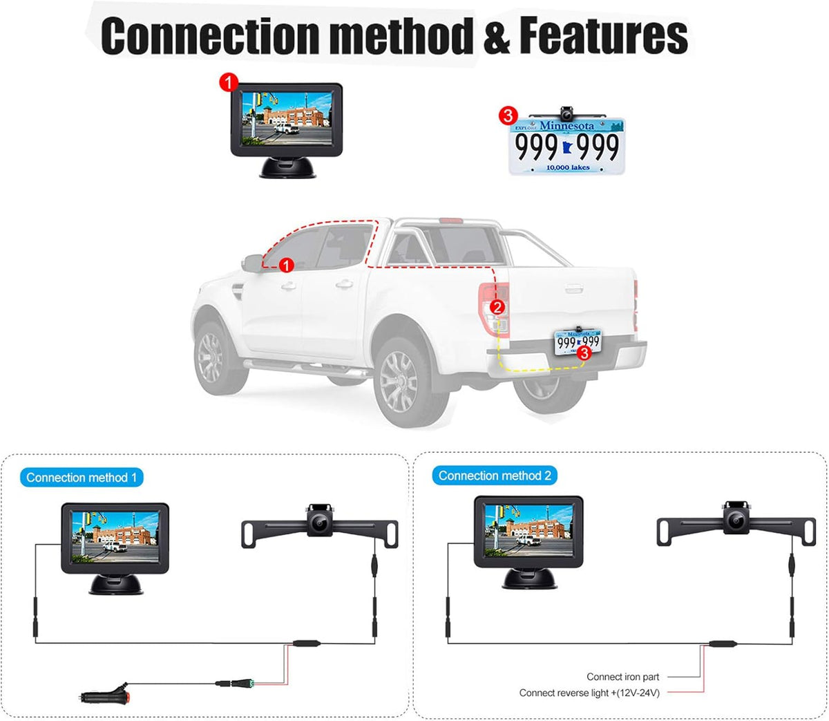5'' LCD Monitor Waterproof Rear View Camera Q7270