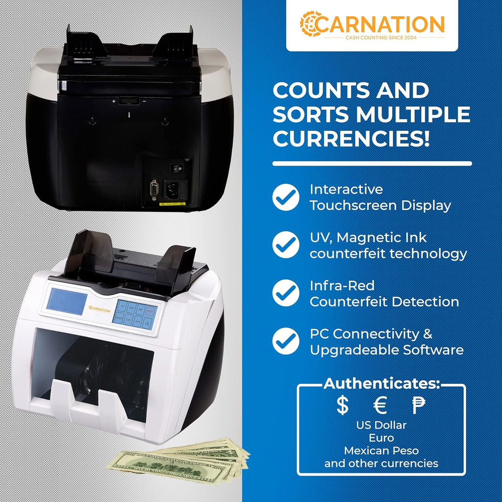Money Counter with Counterfeit Bill Detection, Touchscreen, Multi-Currency Checker Z68023