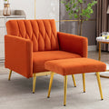 Orange Velvet Accent Chair with Ottoman G578749