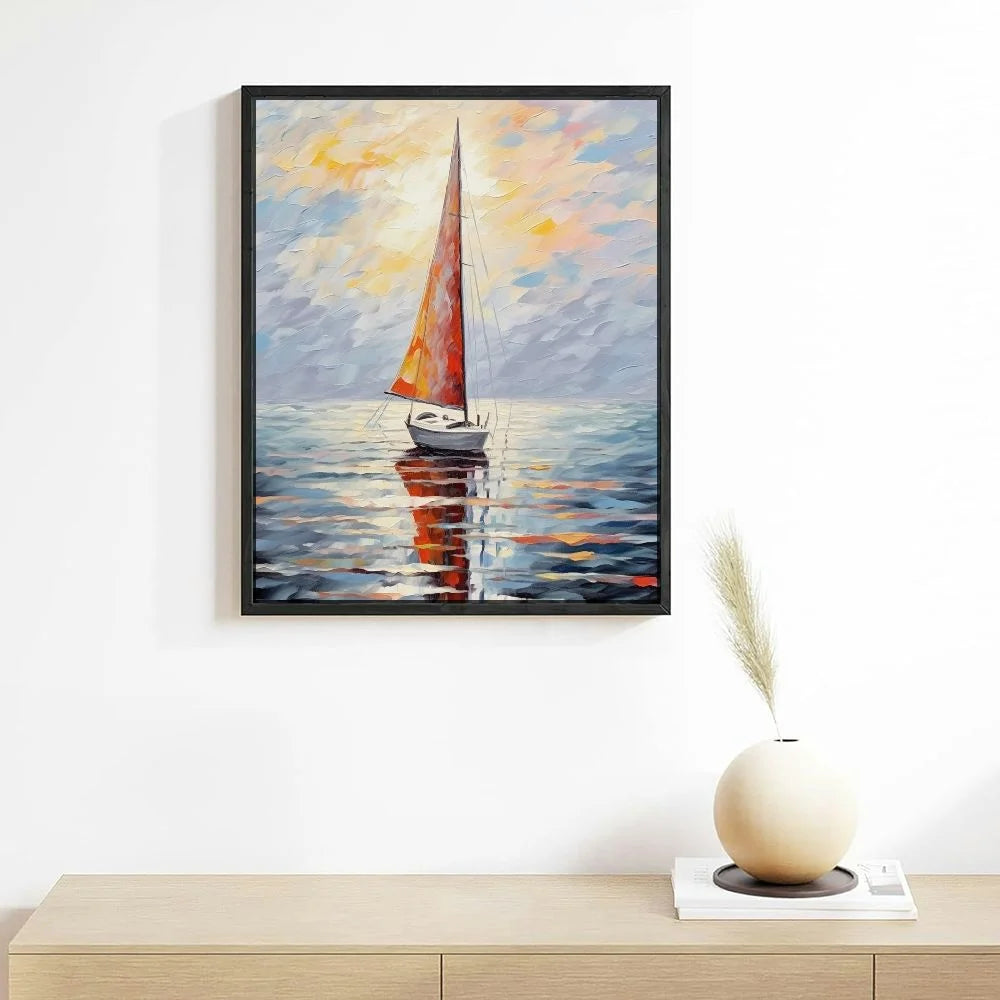 Sailing Boat On The Sea Acrylic Canvas Hanging Painting X228