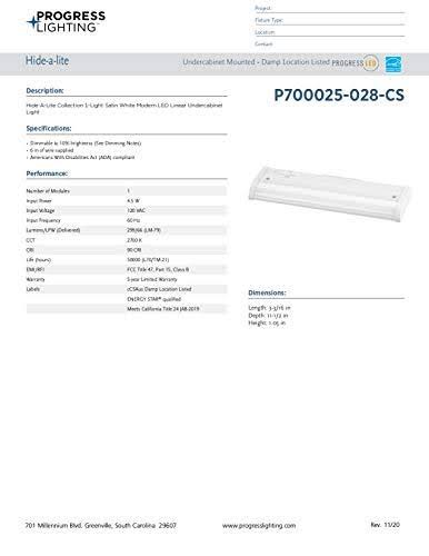 12x22 LED Undercabinet Light Satin White E13417