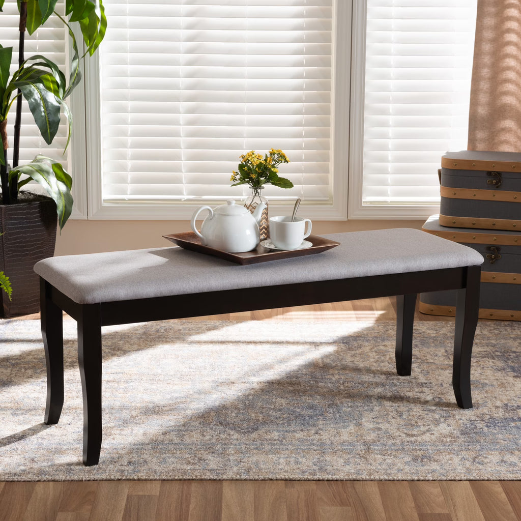 Grey Fabric Upholstered Wood Dining Bench X526