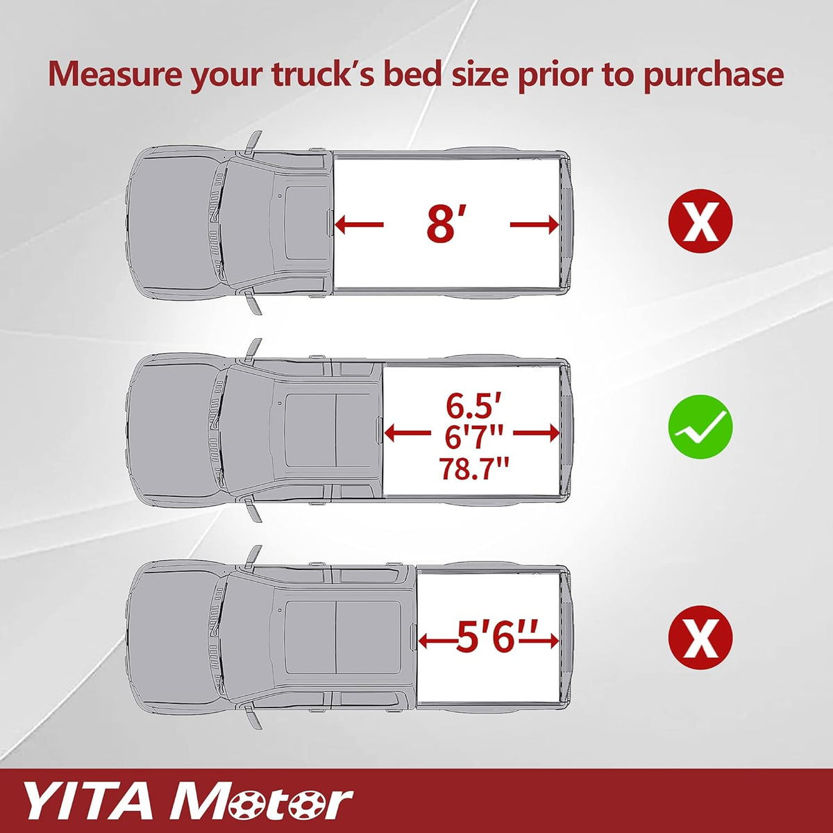 Soft Tri-fold Truck Bed Tonneau Cover for 6.5 ft Bed T5894