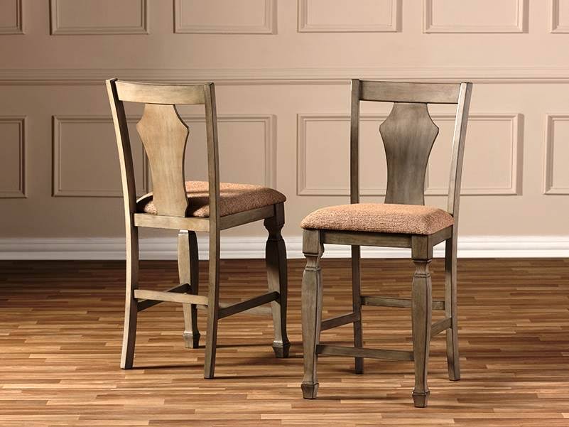 Shabby Chic Grey Fabric Counter Stool - Set of 2 X6613