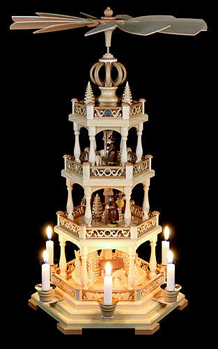 Natural 3-tier Christmas Pyramid, Height 58 cm E378973