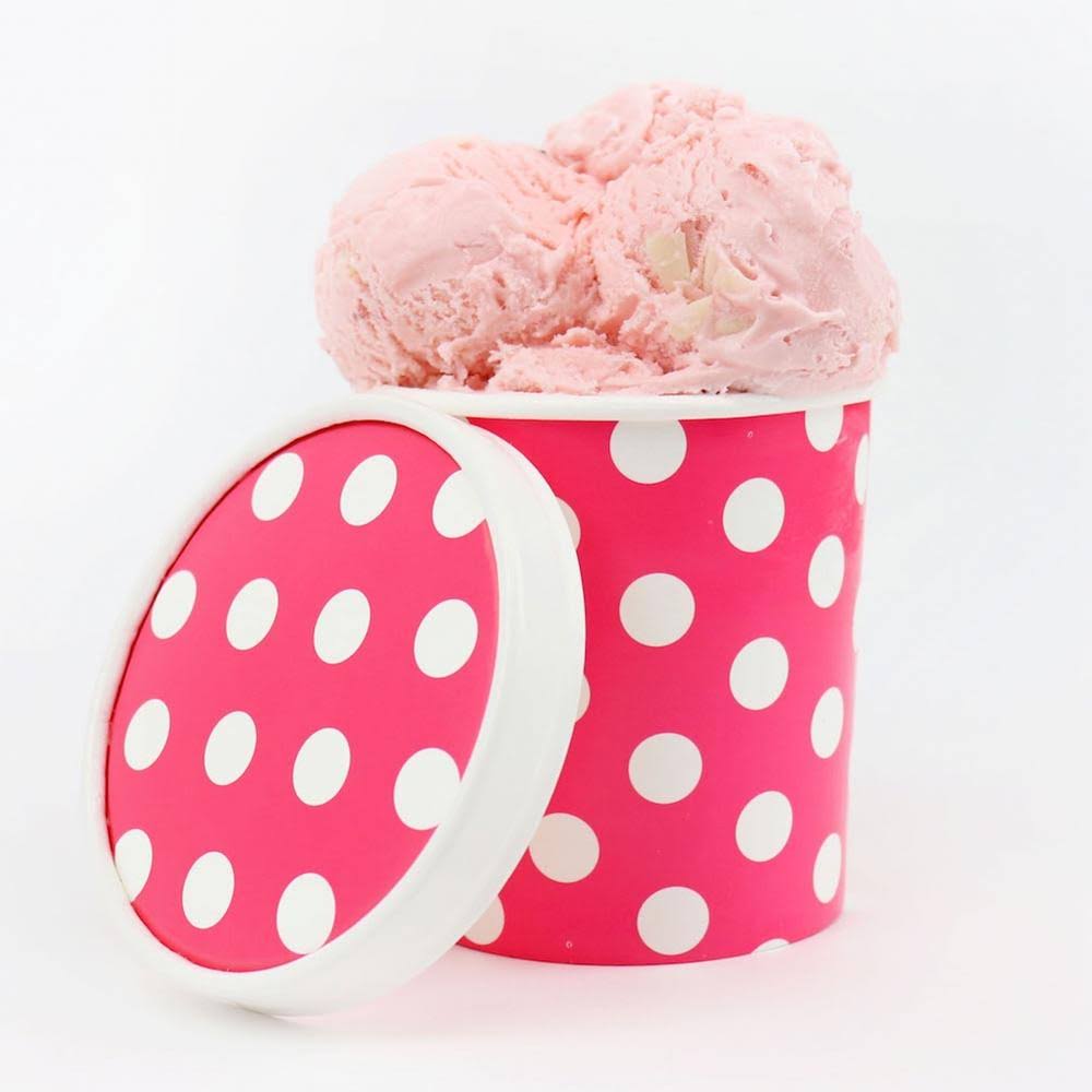 16 oz Pink Polka Dotty Ice Cream Containers with Non-Vented Lids, 250 Containers & 250 Lids R295
