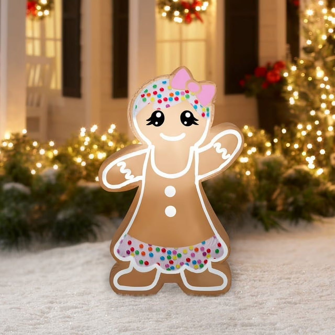 4 Foot Christmas Gingerbread Girl Inflatable V814730