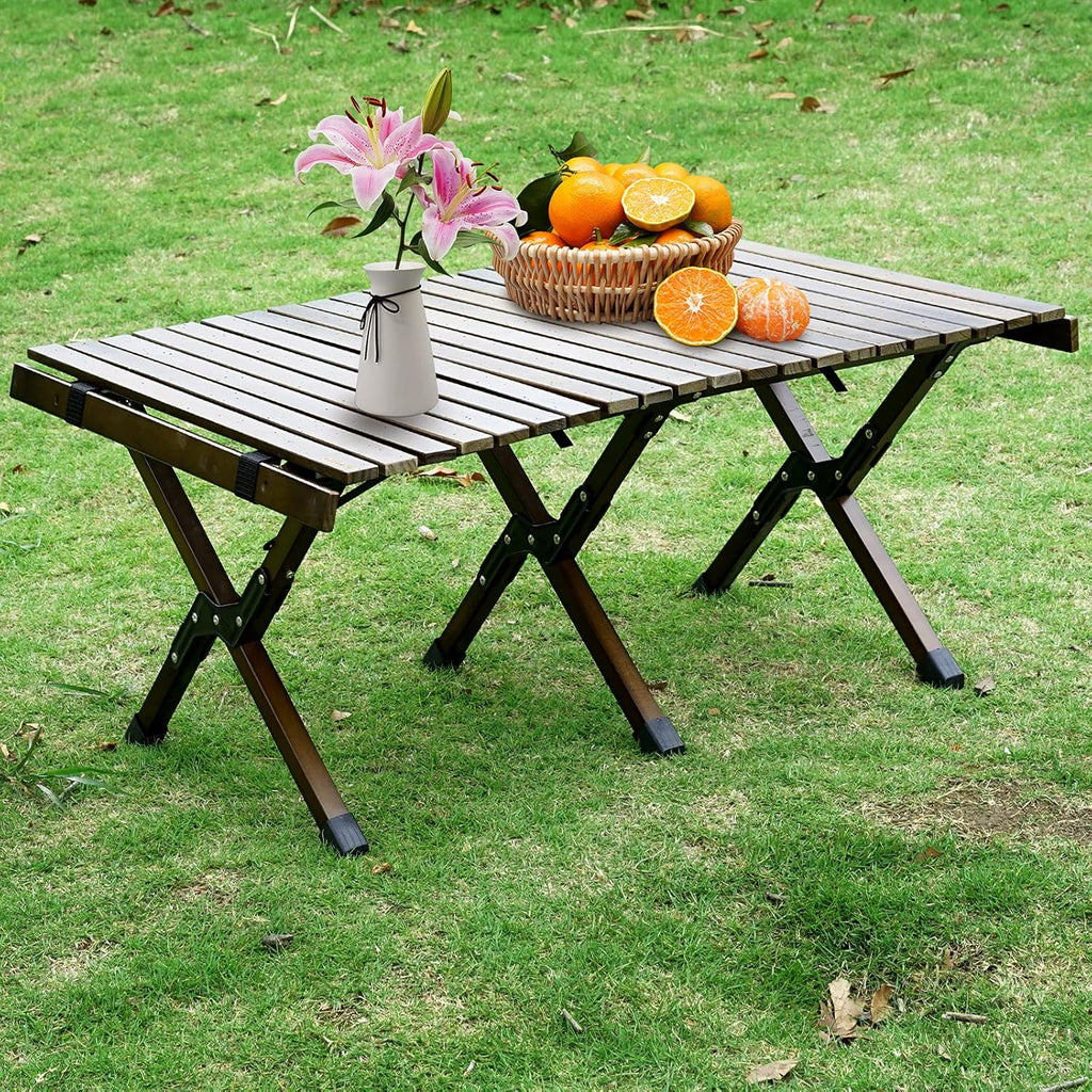 Portable Folding Wooden Camping Table with Carry Bag Z9145